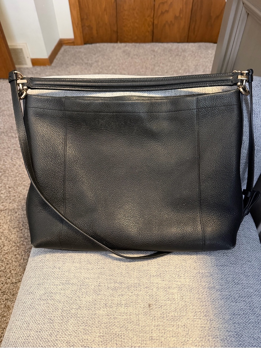Coach Black Pebbled Leather Shoulder Bag with Silver Hardware - Picture 3 of 6
